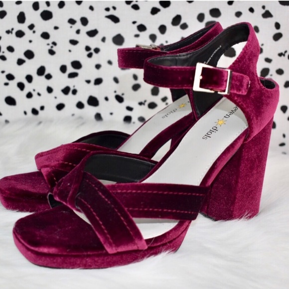 Seven Dials Shoes - Seven Dials Sz 10 Velvety Burgundy Block Heels S2